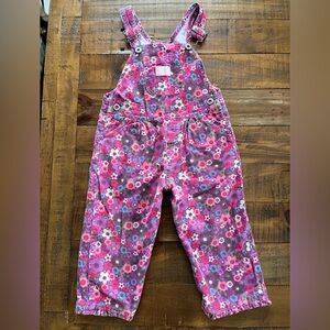 Vintage Oshkosh Flower Patterned Corduroy Overalls B’Gosh Vestbak Purple Floral